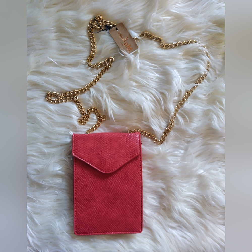 Lizard Pattern Crossbody  Bag (Red)